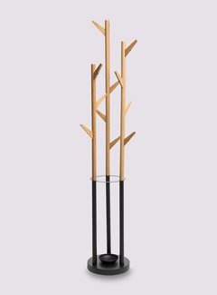  5Five Bamboo Coat Rack with 11 Hooks - Black/Natural look