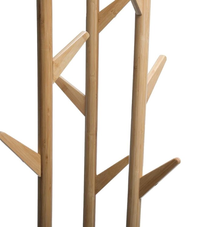 Bamboo Coat Rack with 11 Hooks - Black/Natural look