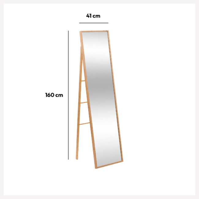 Vrijstaand Spiegel  - Bamboe - 160x41 cm - 5Five
