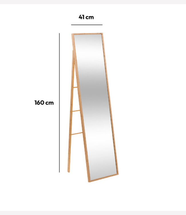 Vrijstaand Spiegel  - Bamboe - 160x41 cm - 5Five