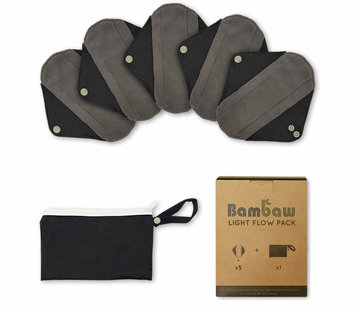 BamBaw Bamboo Reusable Sanitary Napkins - Set of 5 - Light Flow