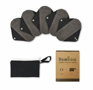 BamBaw Bamboo Reusable Sanitary Napkins - Set of 5 - Light Flow