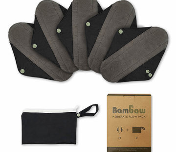 BamBaw Bamboo Washable Panty Liners - Set of 5 - Moderate Flow
