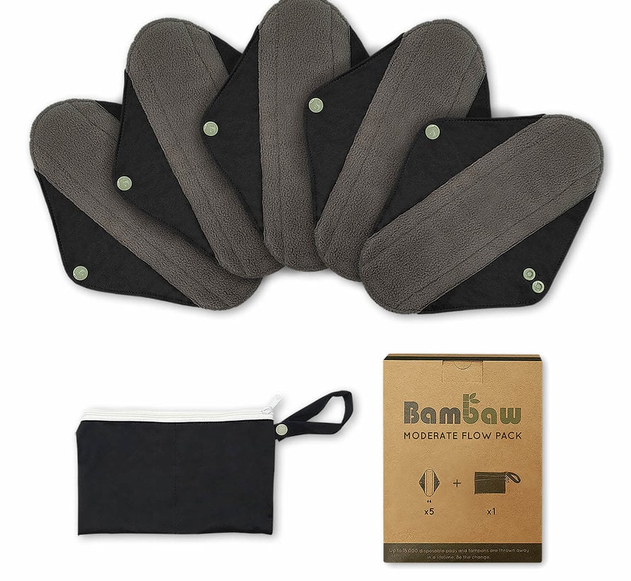 Bambaw - Bamboo Washable Panty Liners - Set of 5 - Moderate Flow