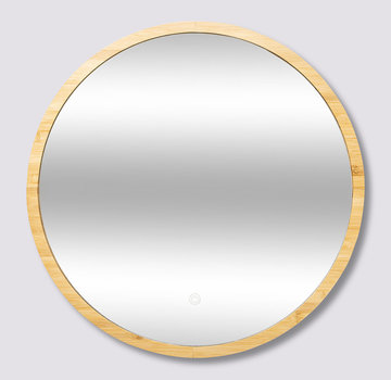  5Five Miroir rond en bambou avec éclairage Led - Verre - Touch