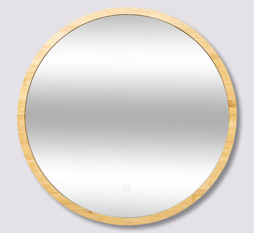5Five Bamboe ronde Spiegel met Led Verlichting - Glas - Touch - 5Five -D57 cm