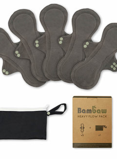 BamBaw Bamboo Washable Panty Liners - Set of 5 - Heavy Flow