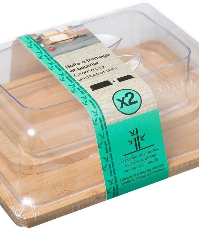 Bamboe Elegante Set Kaasplank met stolp en kaasdoos Opbergvak