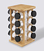 Bamboo Efficient Spice Rack with 16 Glass Jars - Turning Rack