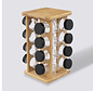 Bamboo Efficient Spice Rack with 16 Glass Jars - Turning Rack
