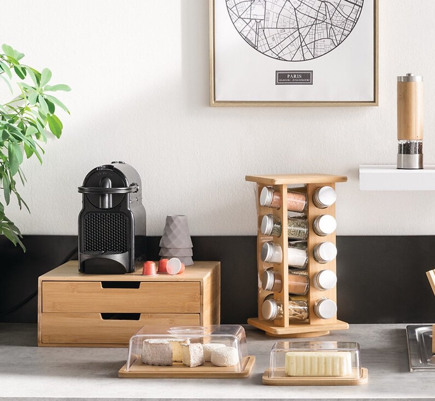 Efficient Spice Rack with 20 Glass Jars - 360 Turning Rack