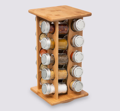 5Five Efficient Spice Rack with 20 Glass Jars - 360 Turning Rack