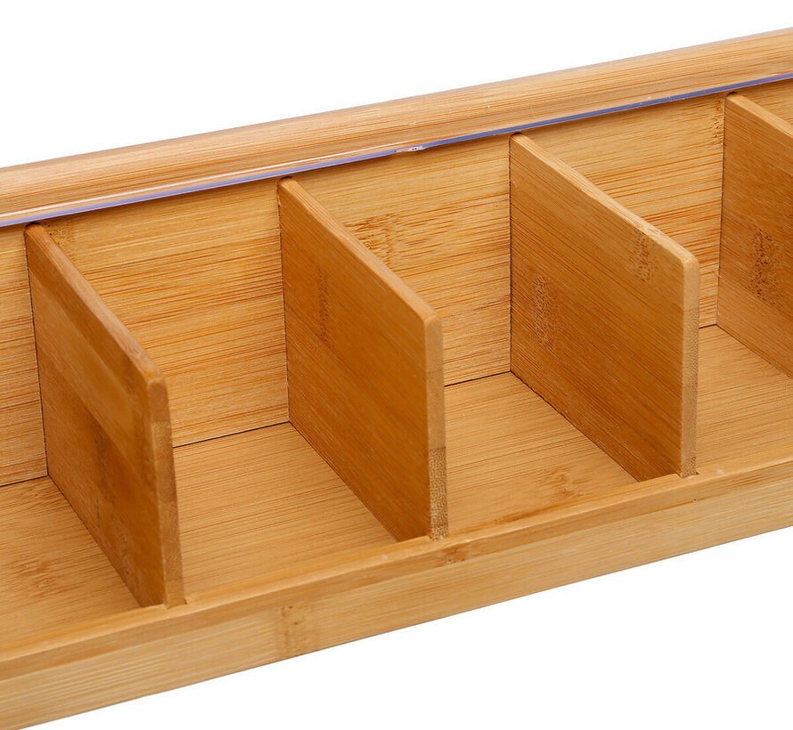 Bamboo organizer infusions adjustable to 5 compartments