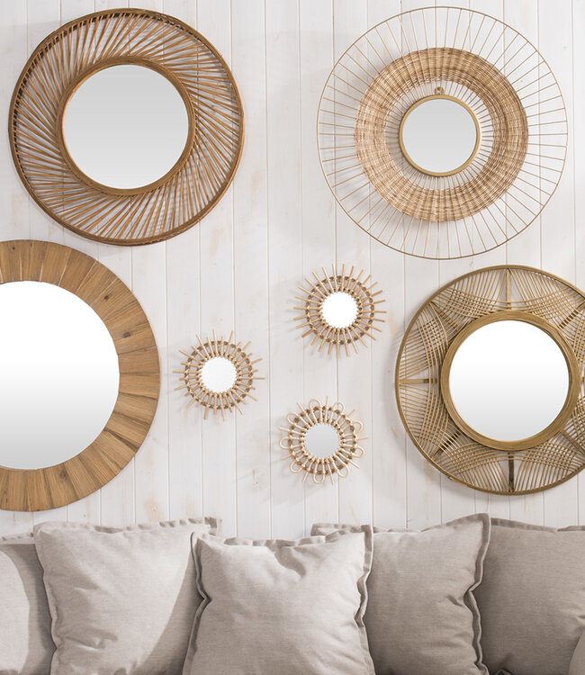Rattan Mirror - Sun - Set of 3 - D28cm