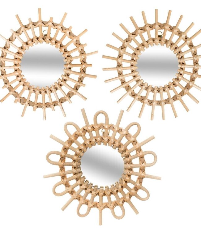 Rattan Mirror - Sun - Set of 3 - D28cm