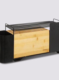  5Five Bamboo Kitchenware Organizer - 5 Compartments - Black