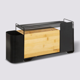  5Five Bamboo Kitchenware Organizer - 5 Compartments - Black