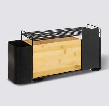  5Five Bamboo Kitchenware Organizer - 5 Compartments - Black