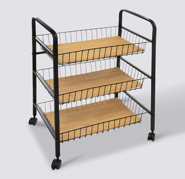  5Five Kitchen Trolley - 3 Levels - Nera - 70cm - Black Bamboo