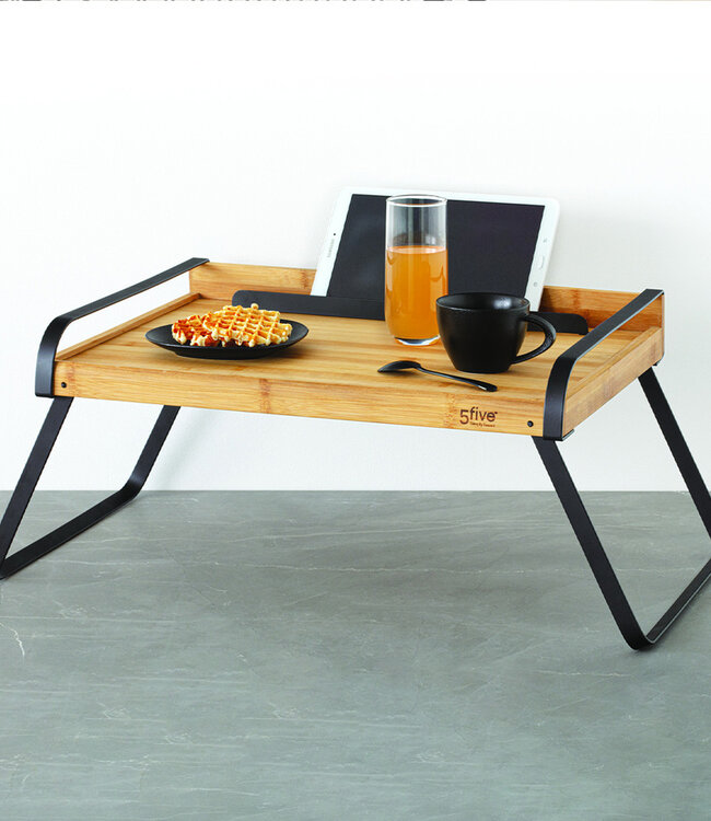 Bamboe Ontbijt dienblad - Laptoptafel - Tefefoonhouder - Nera - 51 x 31 cm