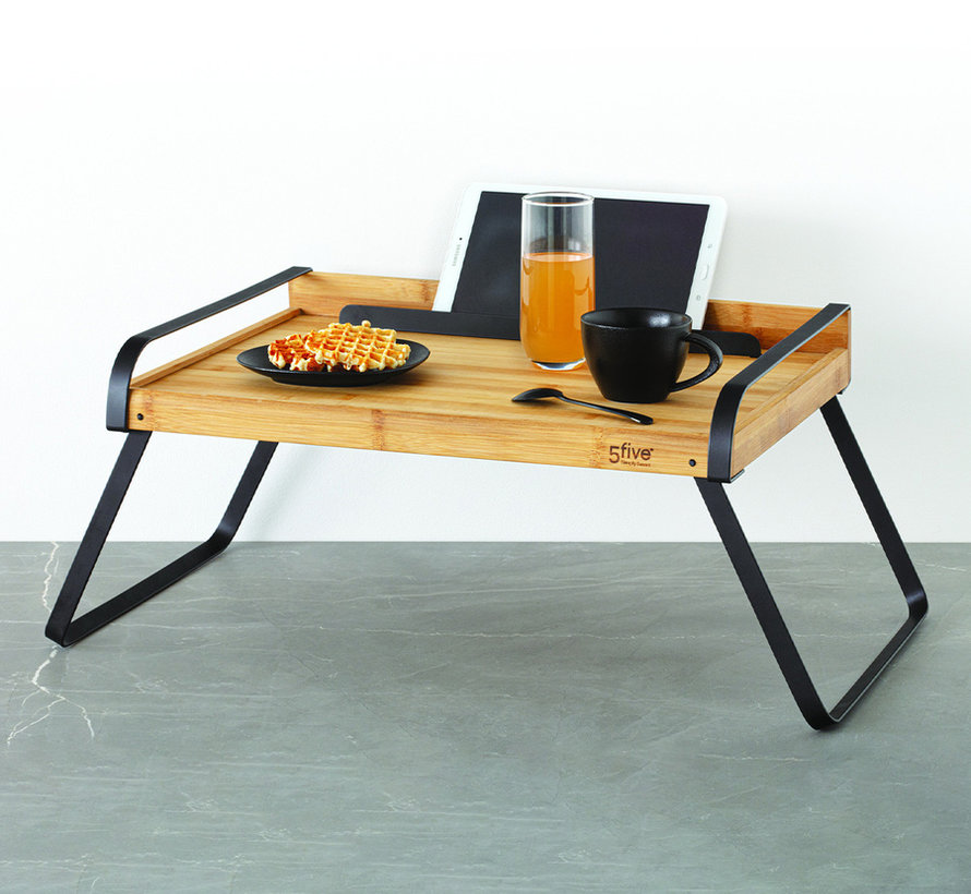 Plateau petit-déjeuner en bambou - Table pour ordinateur portable - Nera - 51 x 31 cm