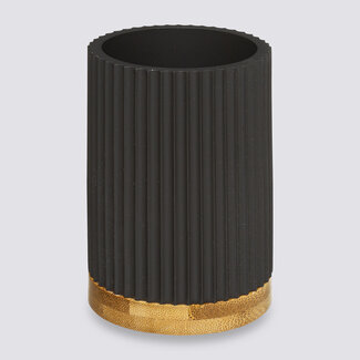  5Five Bamboo Toothbrush Holder - 2 Pieces - Black