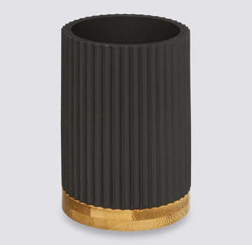  5Five Bamboo Toothbrush Holder - 2 Pieces - Black