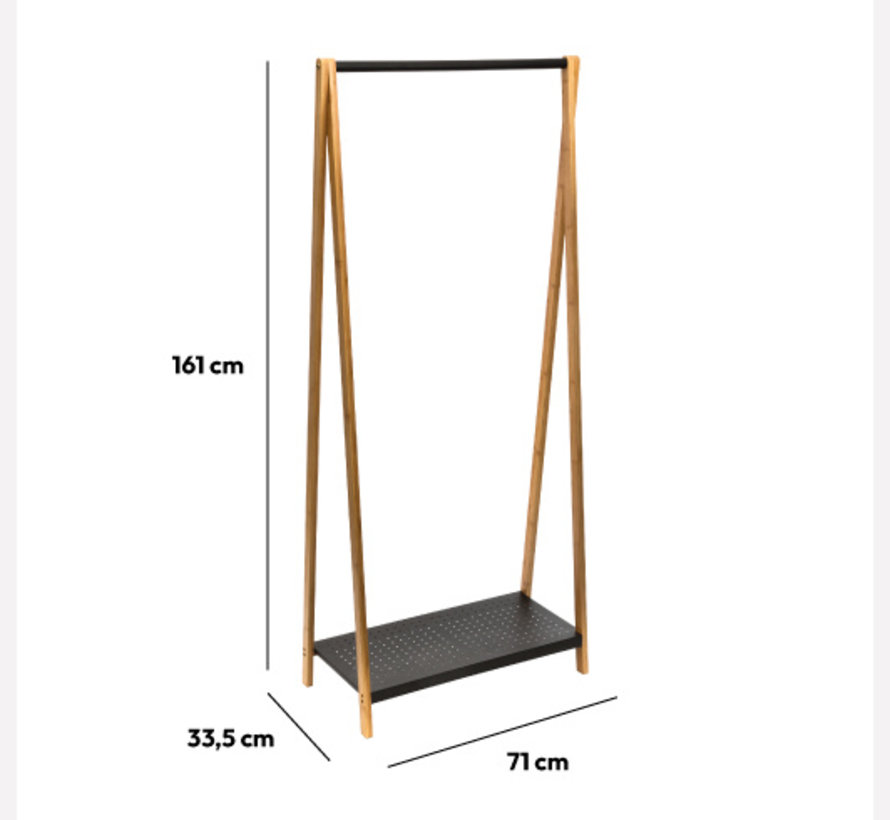 Bamboo Clothes Rack Black - Pegasus - 161 x 71 x 33 cm