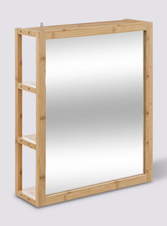  5Five Miroir mural avec étagères de rangement - 3 compartiments - bambou