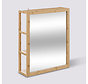 Wall mirror with storage racks - 3 compartments - bamboo