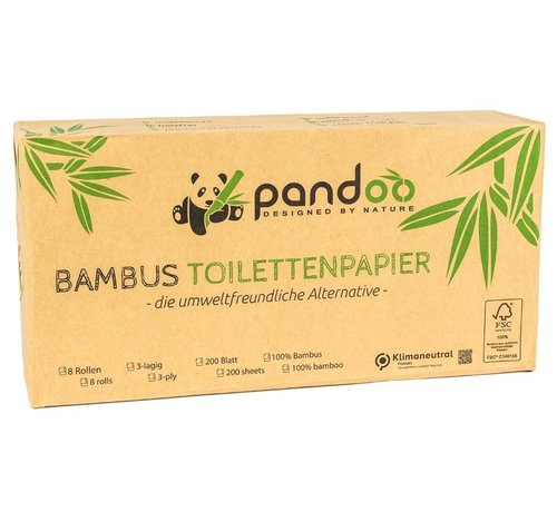 Toiletpapier Bamboe toiletpapier 3-laags - 8 Rollen - Pandoo