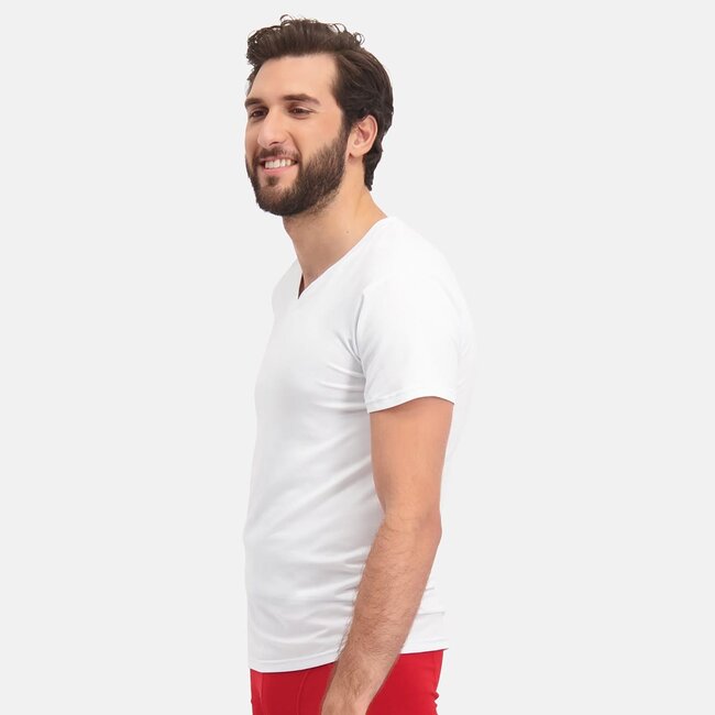Bamboo Basics T-shirts Velo V-neck - White - (2-pack)