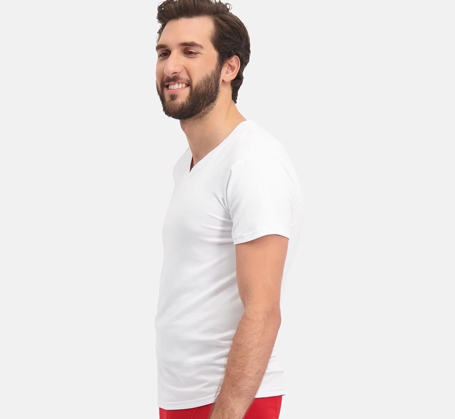 Bamboo Basics T-shirts Velo V-neck - White - (2-pack)