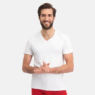 Bamboo Basics T-shirts Velo V-neck – White - (2-pack)