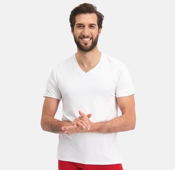 Bamboo Basics T-shirts Velo V-neck – White - (2-pack)