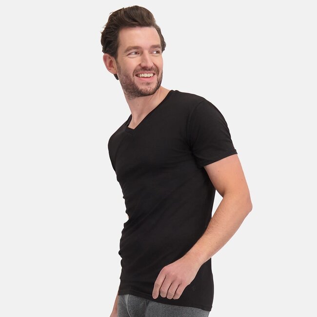 Bamboo Basics T-shirts Velo V- hals – Zwart - (2-pack)