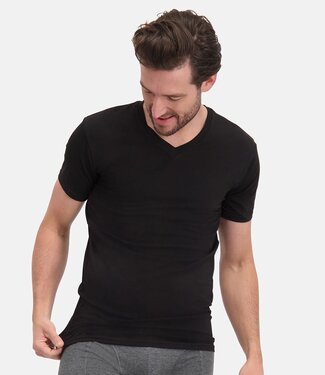 Bamboo Basics T-shirts Velo V- hals – Zwart - (2-pack)