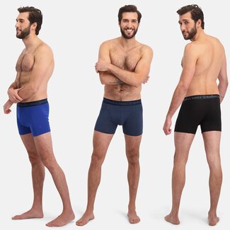 Bamboo Basics Boxershorts Rico - Dunkelblau, Blau & Schwarz (3er-Pack)