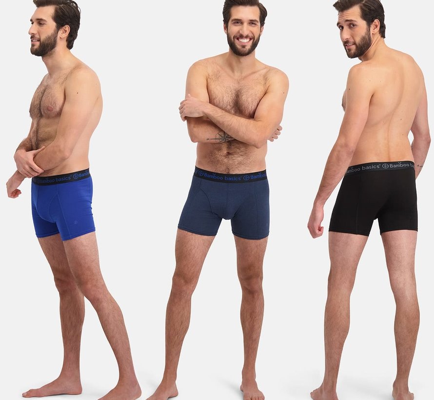 Bamboo Basics Boxershorts Rico – Donker blauw, Blauw & Zwart  (3-pack)