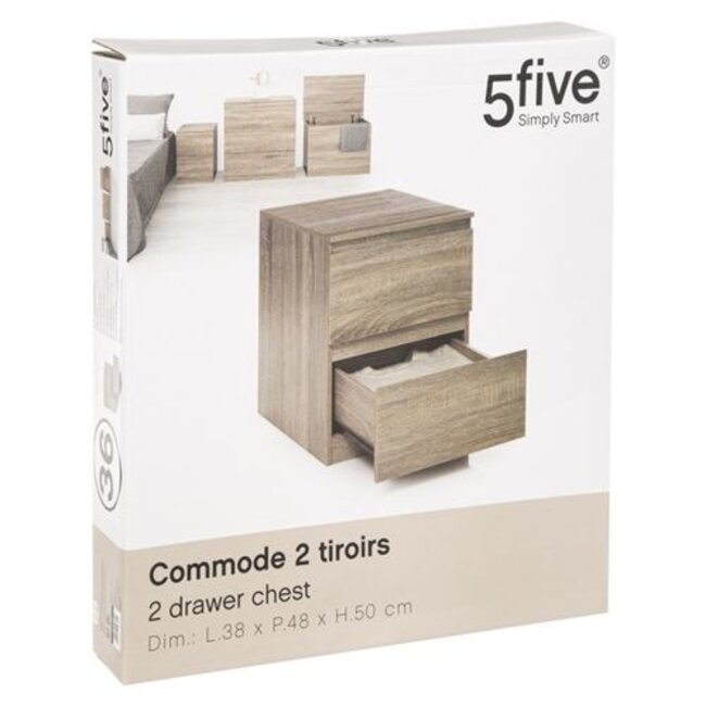Chest of drawers - Bedside table - 2 drawers - Natural