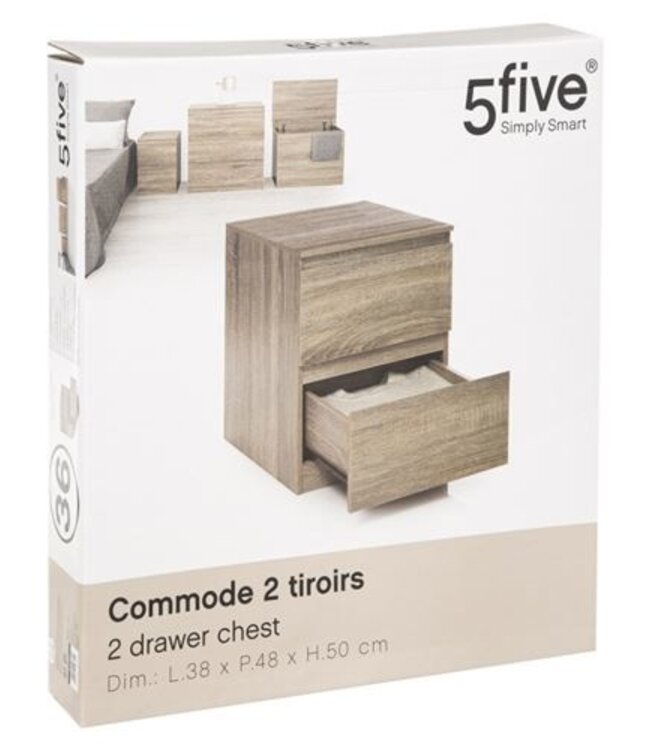 Chest of drawers - Bedside table - 2 drawers - Natural