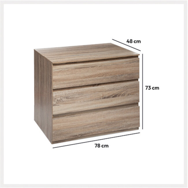 Chest of drawers - Bedside table - 3 drawers - Natural