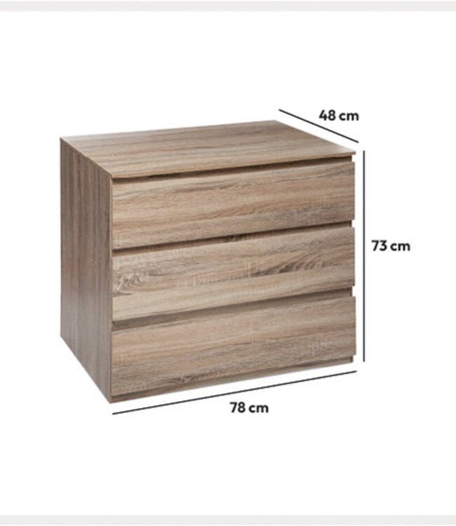 Chest of drawers - Bedside table - 3 drawers - Natural