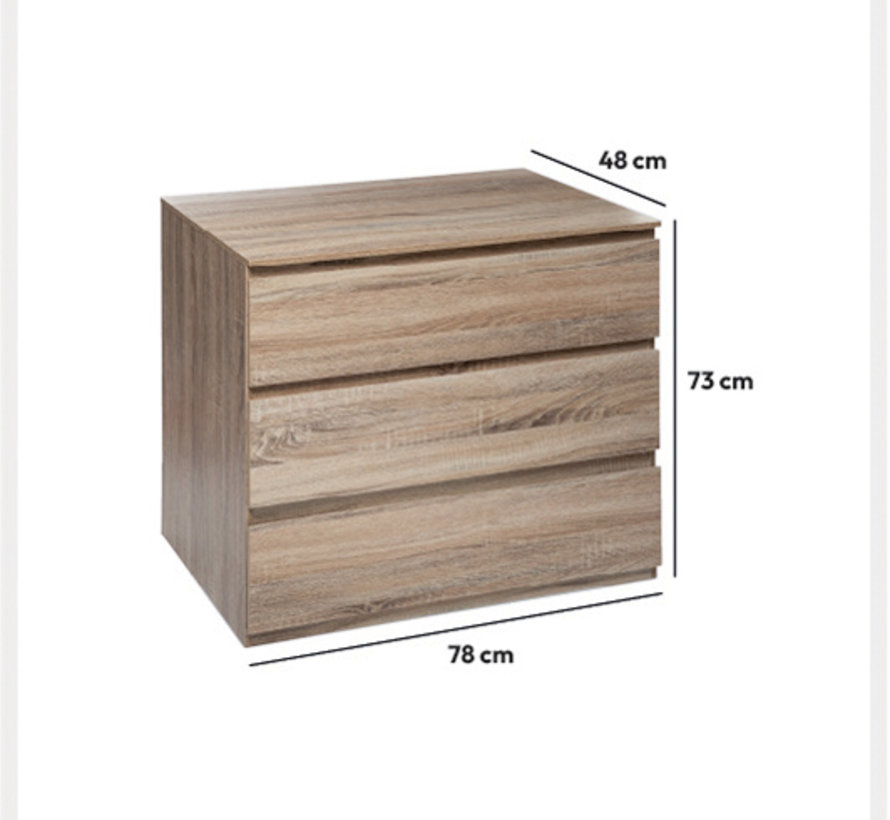 Chest of drawers - Bedside table - 3 drawers - Natural