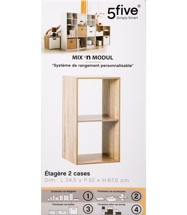 Boekenkast - Opbergkast - 2-Vaks - Naturel