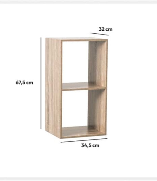 Boekenkast - Opbergkast - 2-Vaks - Naturel