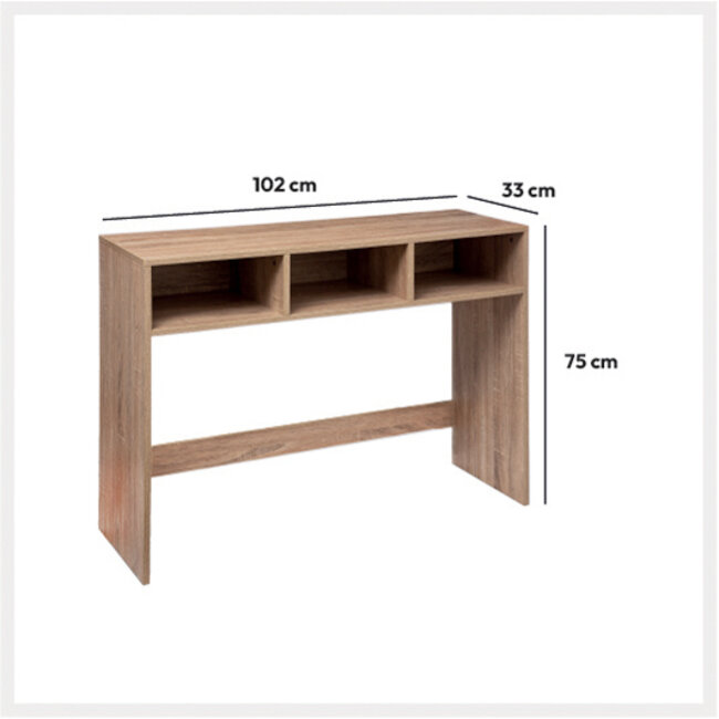 Desk - Wall table - 3 compartments - Natural