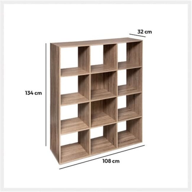 Bookcase - Storage cabinet - Wall cabinet - 12 compartments - Natural