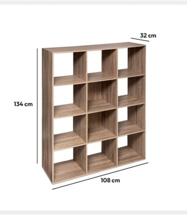 Bookcase - Storage cabinet - Wall cabinet - 12 compartments - Natural