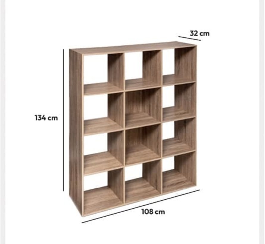 Bookcase - Storage cabinet - Wall cabinet - 12 compartments - Natural